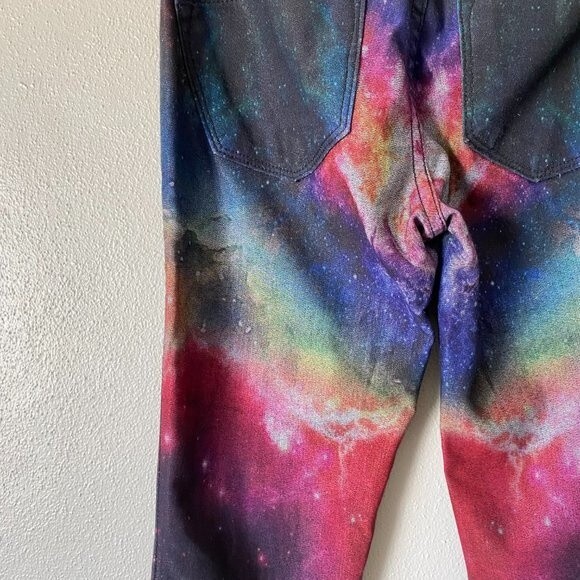 KanCan Skinny Stretch Black Rainbow Galaxy Astronomy Space Mid Rise Jeans Size 1 - Picture 7 of 14